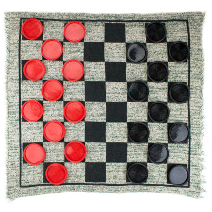 Giant 3-in-1 Reversible Rug with Checkers, Tic Tac Toe, and Mega Tic Tac Toe