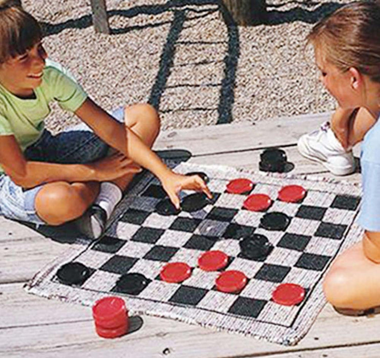 Giant 3-in-1 Reversible Rug with Checkers, Tic Tac Toe, and Mega Tic Tac Toe