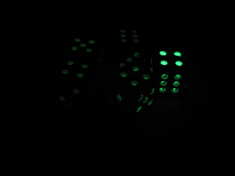 Set of 5 16mm D6 Glow In the Dark Spots Dice in Tube - Red