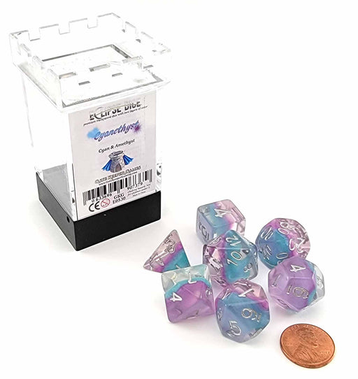 Eclipse Dice 7 Piece Polyhedral DnD Dice Set - Cyanethyst