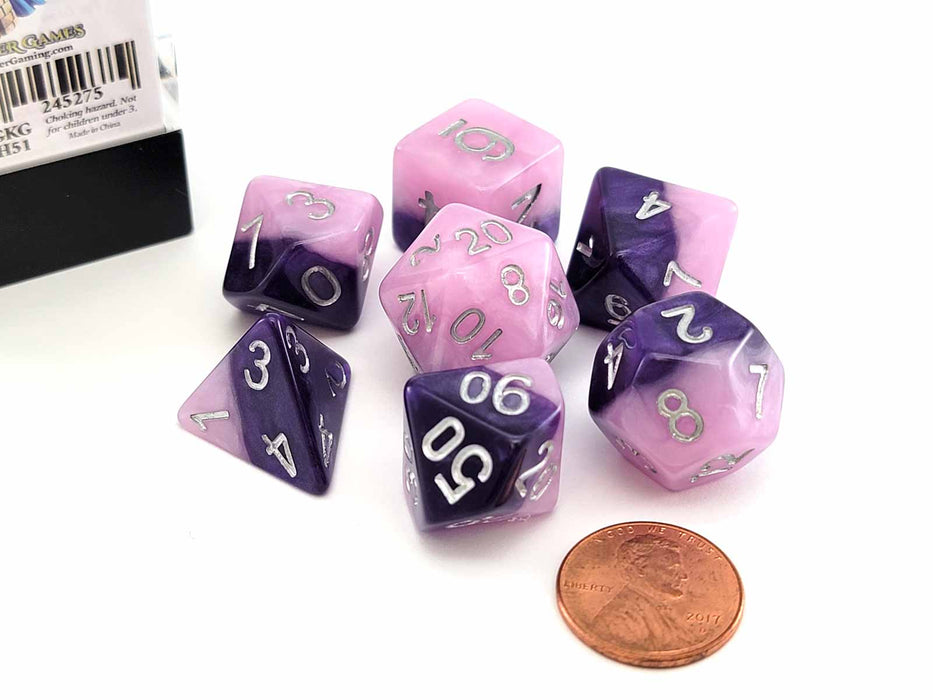 Halfsies Dice 7 Piece Polyhedral DnD Dice Set - Princess