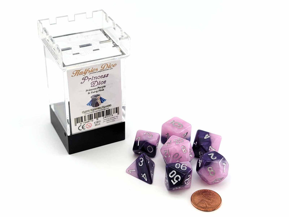 Halfsies Dice 7 Piece Polyhedral DnD Dice Set - Princess