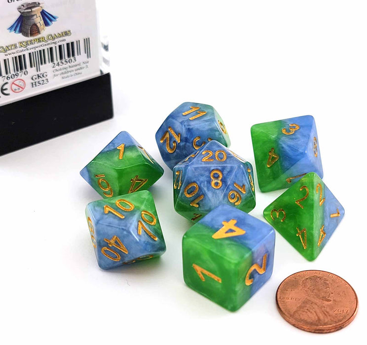 Halfsies Dice 7 Piece Polyhedral DnD Dice Set - Mother Earth