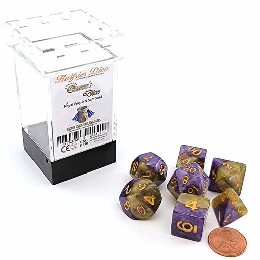 Halfsies Dice 7 Piece Polyhedral DnD Dice Set - Queen's Dice