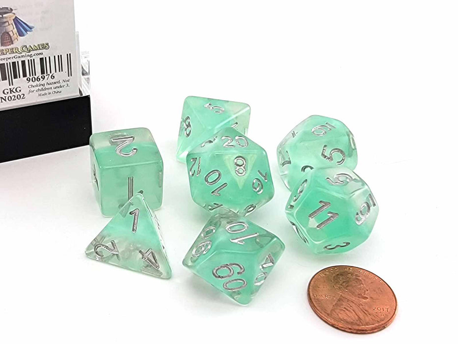 Neutron Dice 7 Piece Polyhedral DnD Dice Set - Mint