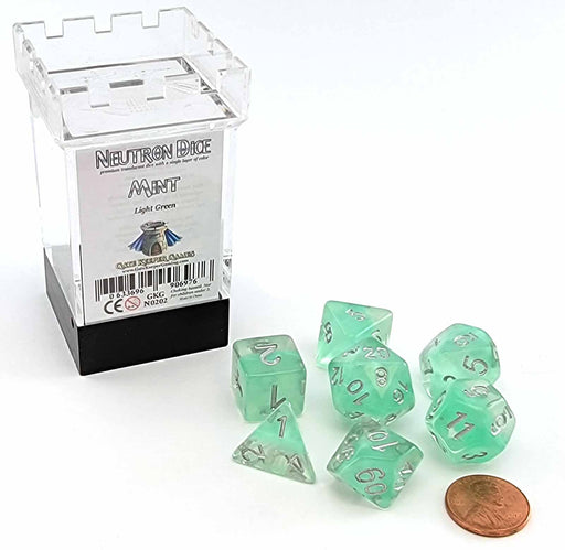 Neutron Dice 7 Piece Polyhedral DnD Dice Set - Mint