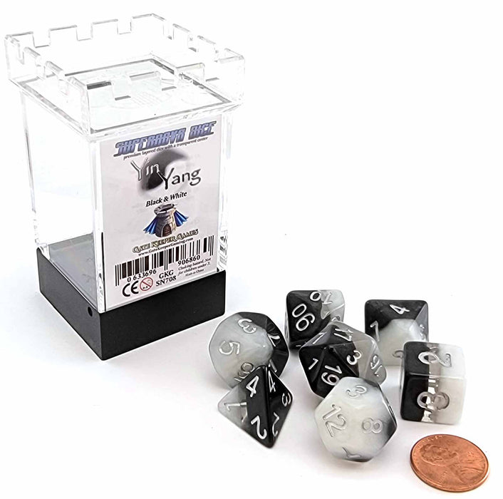 Supernova Dice 7 Piece Polyhedral DnD Dice Set - Yin Yang