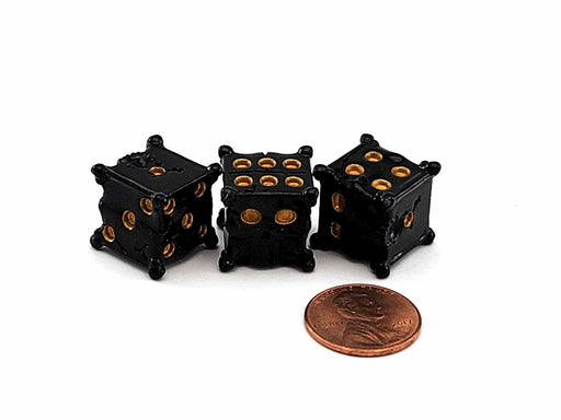 Tiny Epic Skull Shaped Dice, 3 Pieces - Novelty Dice, Black with Gold Pips