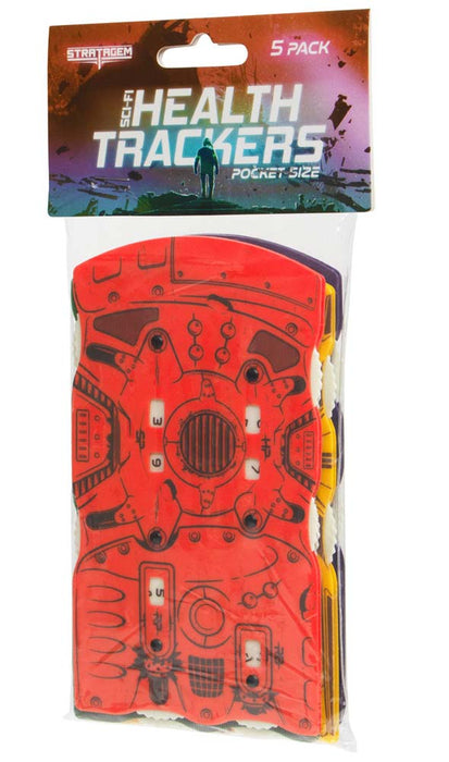 Pack of 5 Sci-Fi Pocket Health Trackers for HP, Stamina, Resolve, and Bonuses