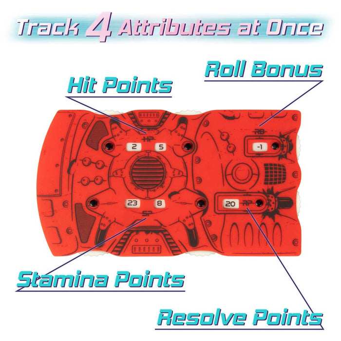 Pack of 5 Sci-Fi Pocket Health Trackers for HP, Stamina, Resolve, and Bonuses