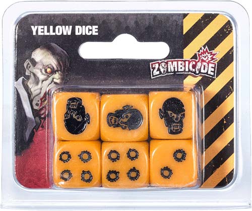 Zombicide: 6 Pack of Yellow Dice with Black Pips