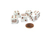 Set of 6 Horse 16mm D6 Round Edged Animal Dice - White with Brown Pips