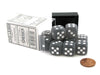 Frosted 16mm D6 Chessex Dice Block (12 Dice) - Smoke with White Pips