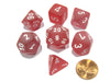 Polyhedral 7-Die Frosted Chessex Dice Set - Red with White Numbers