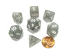 Polyhedral 7-Die Frosted Chessex Dice Set - Smoke with White Numbers
