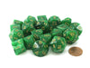 Bag of 20 Vortex Polyhedral Dice - Green with Gold Numbers