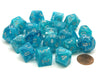 Bag of 20 Polyhedral Cirrus Chessex Dice - Aqua with Silver Numbers