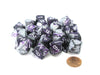Bag of 20 Gemini Polyhedral Dice- Purple-Steel with White Numbers