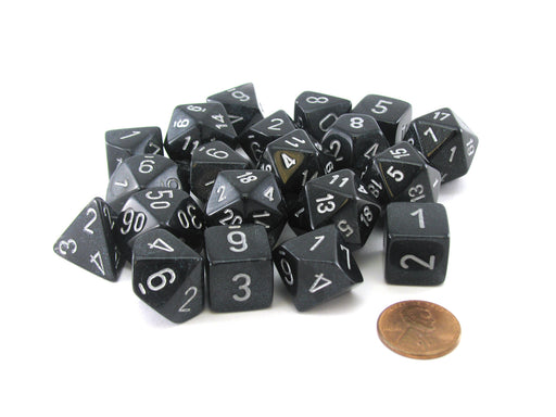 Bag of 20 Borealis Polyhedral Dice - Smoke with Silver Numbers