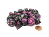 Bag of 20 Gemini Polyhedral Dice - Black-Purple with Gold Numbers