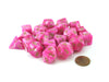 Bag of 20 Vortex Polyhedral Dice - Pink with Gold Numbers