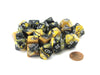 Bag of 20 Gemini Polyhedral Dice - Black-Gold with Silver Numbers