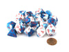 Bag of 20 Gemini Polyhedral Dice - Astral Blue-White with Red Numbers