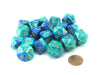 Bag of 20 Gemini Polyhedral Dice - Blue-Teal with Gold Numbers