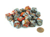 Bag of 20 Gemini Polyhedral Dice - Orange-Steel with Gold Numbers