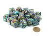 Bag of 20 Festive Polyhedral Dice - Mosaic with Yellow Numbers