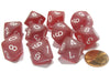 Set of 10 Chessex Frosted D10 Dice - Red with White Numbers