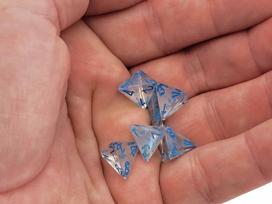 Luminary Borealis 12mm Mini 4 Sided D4 Dice, 6 Pieces - Icicle with Light Blue