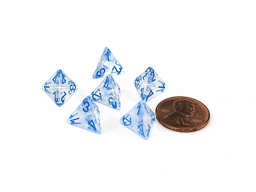 Luminary Borealis 12mm Mini 4 Sided D4 Dice, 6 Pieces - Icicle with Light Blue