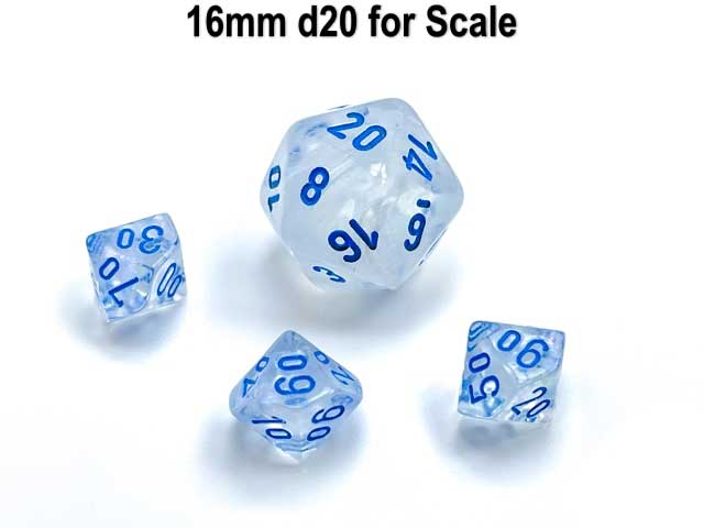 Luminary Borealis 10mm Mini Tens D10 Dice, 6 Pieces - Icicle with Light Blue