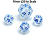 Luminary Borealis 12mm Mini 12 Sided D12 Dice, 6 Pieces - Icicle with Light Blue