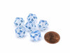 Luminary Borealis 12mm Mini 20 Sided D20 Dice, 6 Pieces - Icicle with Light Blue