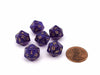 Luminary Borealis 12mm Mini 20 Sided D20 Dice, 6 Pieces - Royal Purple with Gold