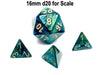 Scarab 12mm Mini 4 Sided D4 Dice, 6 Pieces - Jade with Gold Numbers