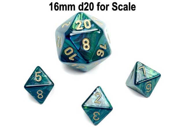 Scarab 9mm Mini 8 Sided D8 Dice, 6 Pieces - Jade with Gold Numbers