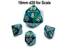 Scarab 10mm Mini Tens D10 Dice, 6 Pieces - Jade with Gold Numbers