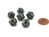 Scarab 12mm Mini 20 Sided D20 Dice, 6 Pieces - Jade with Gold Numbers