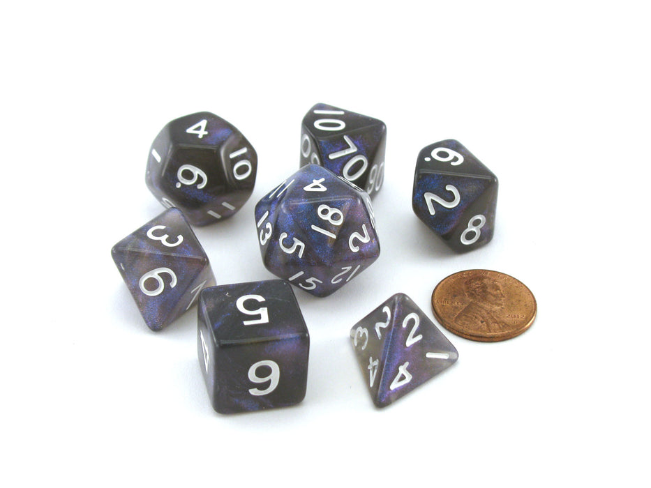 Acrylic Stardust 7-Die Polyhedral 16mm Dice Set - Galaxy