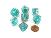 Pearl Resin 16mm 7-Die Polyhedral Dice Set - Teal with Copper Numbers