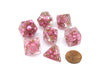Pearl Resin 16mm 7-Die Polyhedral Dice Set - Pink with Copper Numbers