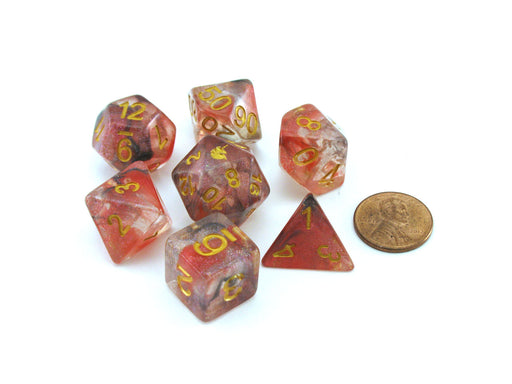 Unicorn Resin 16mm 7-Die Polyhedral Dice Set - Phoenix Ash