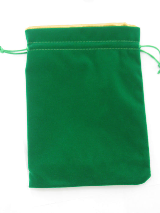 Large 6in x 8in Velvet Dice Bag with Satin Lining - Green with Gold Lining