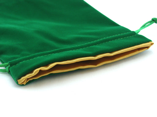 Large 6in x 8in Velvet Dice Bag with Satin Lining - Green with Gold Lining