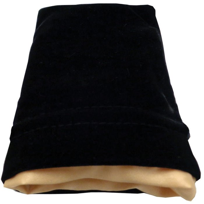 Standard 4in x 6in Velvet Dice Bag with Satin Lining - Black with Gold Lining