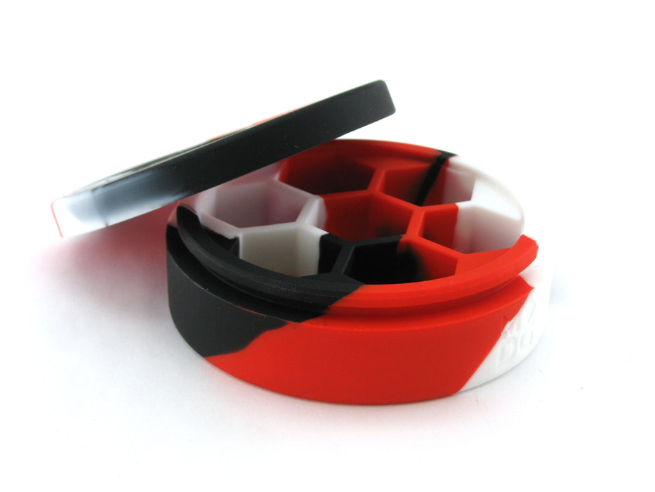 Round Silicone Dice Case - Red, Black, and White