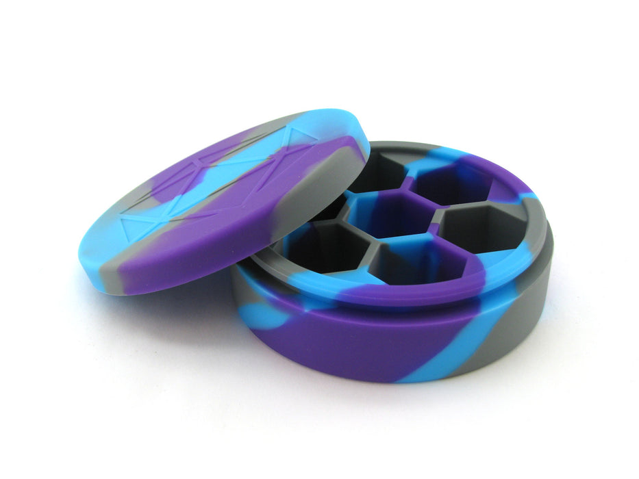 Round Silicone Dice Case - Purple, Grey, and Light Blue